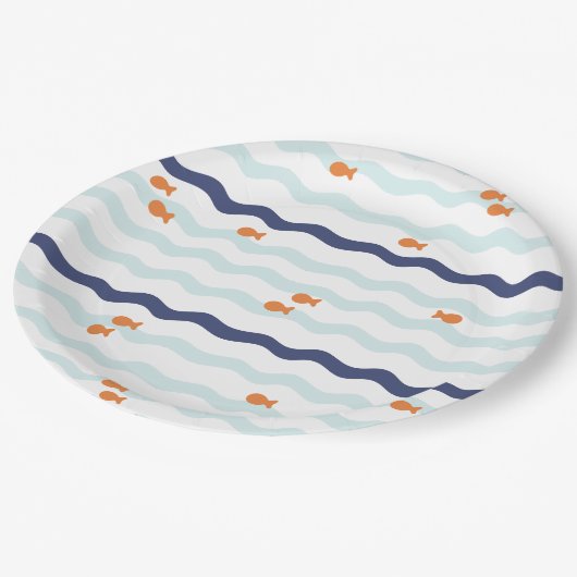 金魚の誕生会のプレート ペーパープレート (アングル)