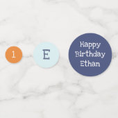 金魚の誕生日の青いオレンジ白い紙吹雪 コンフェッティ (裏面)