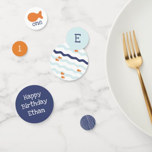 金魚の誕生日の青いオレンジ白い紙吹雪 コンフェッティ (グループ)