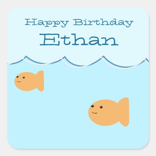 金魚の誕生日パーティーカスタムステッカー スクエアシール (正面)