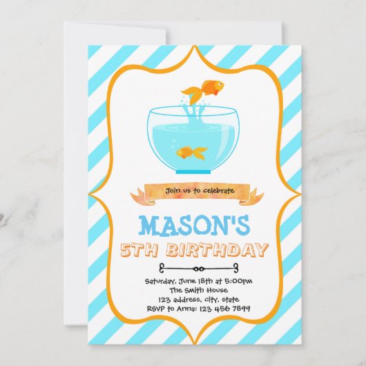 金魚の誕生日パーティー招待状 招待状 (正面)