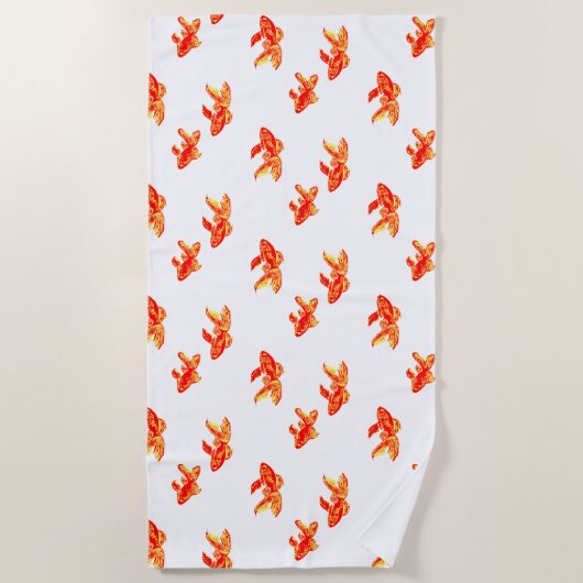 金魚の赤と黄色 ビーチタオル (正面)
