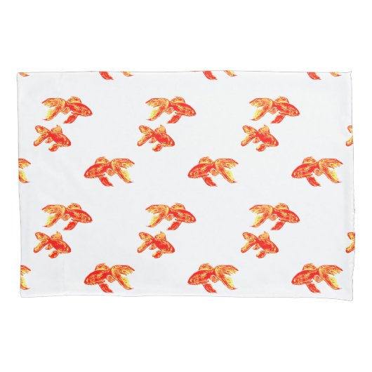 金魚の赤と黄色 枕カバー (正面)