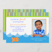 金魚の金ゴールドの魚の誕生日のパーティの招待状 招待状 (正面/裏面)