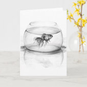 金魚の鉢と水鉛筆スケッチアート カード (黄色い花)