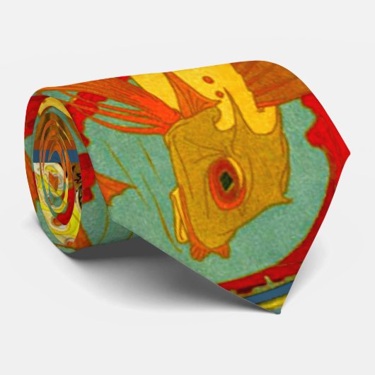 金魚の魚の抽象芸術の旧式なヴィンテージのアールデコ ネクタイ (ロール)