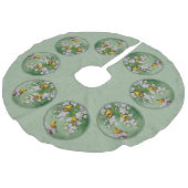 金魚の鳥と花が緑 フェイクリネンツリースカート (アングル)