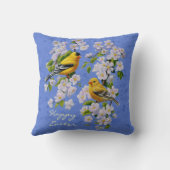 金魚の鳥花が青 クッション (裏面)