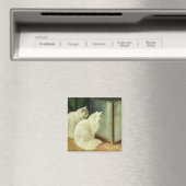 金魚を見ている白猫 マグネット (インサイチュ (食洗機))