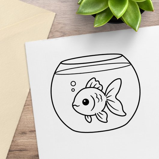 金魚を鉢に入れて色を変えたい ラバースタンプ