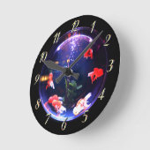 金魚を魚鉢の水族館に入れる ラウンド壁時計 (傾斜)