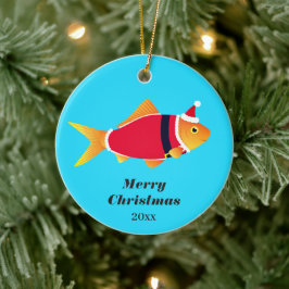 金魚サンタフィッシュ動物のクリスマス セラミックオーナメント