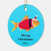 金魚サンタフィッシュ動物のクリスマス セラミックオーナメント (左)