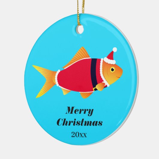 金魚サンタフィッシュ動物のクリスマス セラミックオーナメント (左)