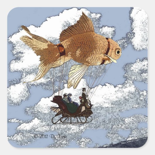 金魚ステッカー スクエアシール (正面)