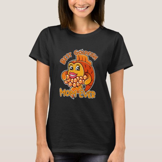 金魚ママ 皮肉 可愛い 魚 動物 Tシャツ (正面)