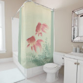 金魚ヴィンテージ日本のウッドブロックプリント シャワーカーテン (インサイチュ)