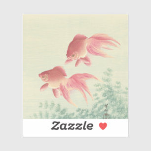 金魚ヴィンテージ日本のウッドブロックプリント シール