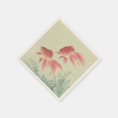 金魚ヴィンテージ日本のウッドブロックプリント スタンダードカクテルナプキン (角)