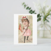 金魚ヴィンテージ臭の女性魚釣り ポストカード (スタンド正面)