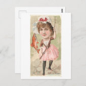 金魚ヴィンテージ臭の女性魚釣り ポストカード (正面/裏面)