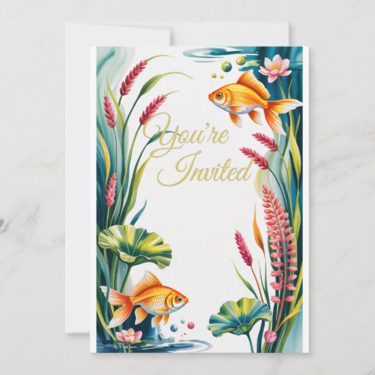 金魚招待状水族館フィッシュウェディングパーティー 招待状 (正面)