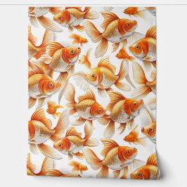 金魚模様壁紙およびカーテン 壁紙