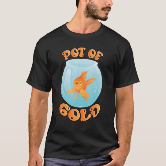 金魚金ゴールド漁師水族館のポット Tシャツ (正面)