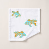 金魚金魚青とオレンジ バスタオルセット (ウォッシュタオル)