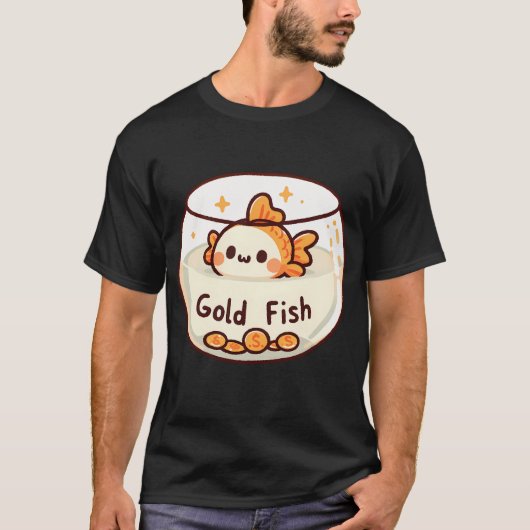金魚鉢の中の金魚とコイン Tシャツ (正面)