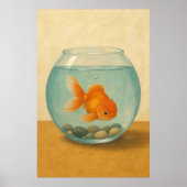 金魚鉢の水彩画ファンタジーアートポスター ポスター (正面)