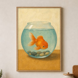 金魚鉢の水彩画ファンタジーアートポスター ポスター