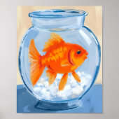 金魚鉢 水彩画 ポスター (正面)