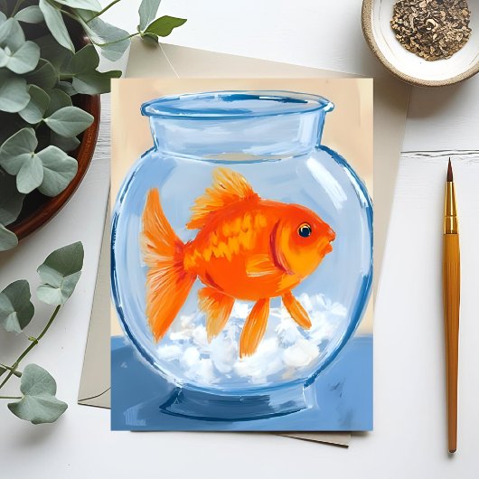 金魚鉢 水彩画 ポストカード