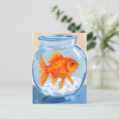 金魚鉢 水彩画 ポストカード (スタンド正面)