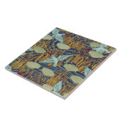 金魚類と開花ラッシュアールヌーボーフローラ タイル (側面)