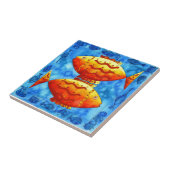 金魚鮮やか二匹 タイル (側面)