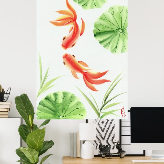 金魚2匹 ポスター (ホームオフィス)