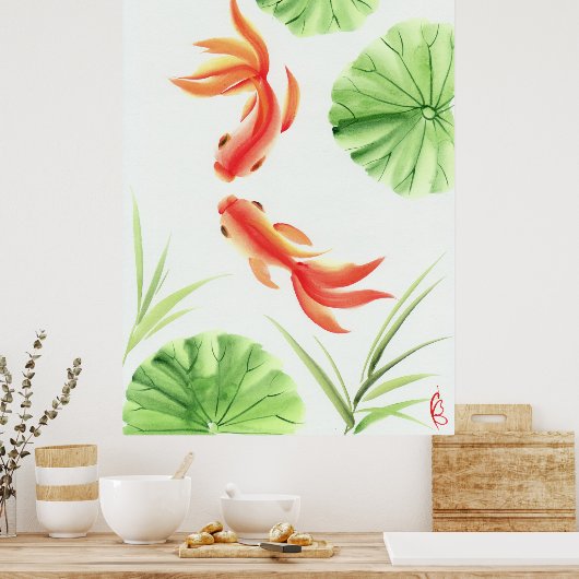 金魚2匹 ポスター (キッチン)