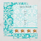 金魚; かわいい 招待状 (正面/裏面)