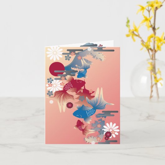 金魚 カード (黄色い花)