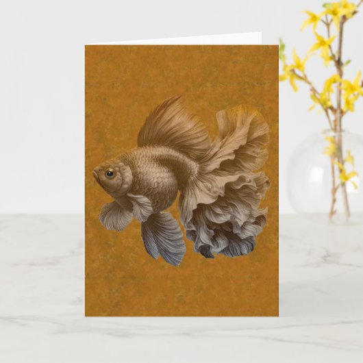 金魚 カード (黄色い花)