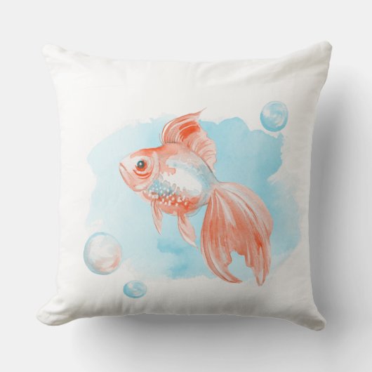 金魚。水彩画 クッション (正面)