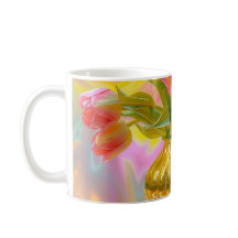 金鮮やかの花瓶のピンクのチューリップ