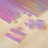 金鮮やかの花瓶のピンクのチューリップ ジグソーパズル (側面)