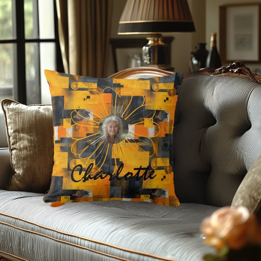 金鮮やかカスタムの背景を持つ写真枕 クッション