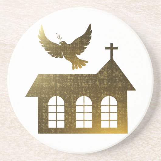 金鳩の信頼の十字の平和愛金ゴールドパターン コースター (正面)
