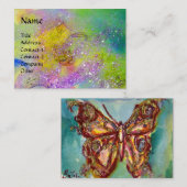 金黄色と紫と緑のスパークルに輝く蝶 名刺 (正面/裏面)