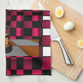 金黒いドラゴンの騎士チェスのデザイン3D キッチンタオル (四つ折り)