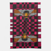 金黒いドラゴンの騎士チェスのデザイン3D キッチンタオル (縦)